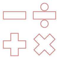 Neon math signs red color vector illustration image flat style