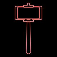 Neon stick holder for selfie red color vector illustration image flat style