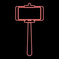 Neon stick holder for selfie red color vector illustration image flat style