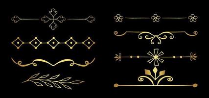 Golden borders and dividers vector