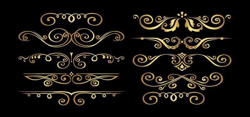 Set of gold dividers vector