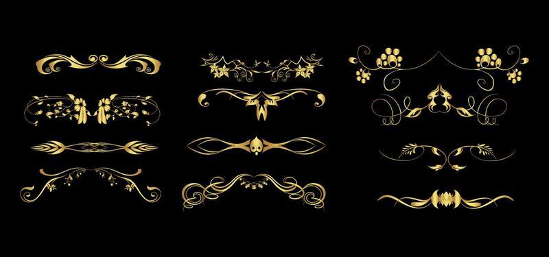 Set of gold dividers vector eps 10