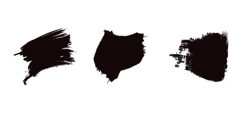 Set of different ink paint brush strokes isolated on white background. Grunge banner background.