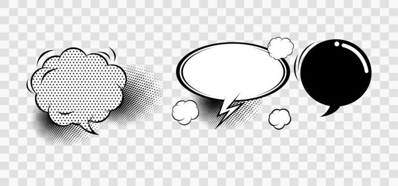 Big Set of Cartoon, Comic Speech Bubbles, Empty Dialog Clouds with Halftone Dot Background in Pop Art Style. Vector Illustration for Comics Book , Social Media Banners vector eps 10