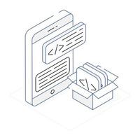 App coding isometric icon is ready for use vector