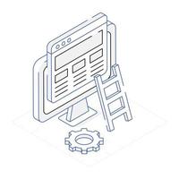 An isometric icon of website layout with scalability vector