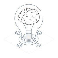 An outline isometric icon of ai innovation vector