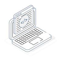 An isometric icon of website layout with scalability vector