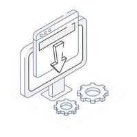 An isometric icon of downloading vector