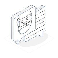Get this isometric icon of robot chat vector
