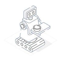 Get this isometric icon of robot maid vector