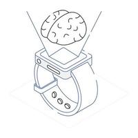 icono isométrico fácil de usar de ai watch vector