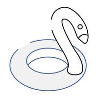 A cute outline isometric icon of inflatable flamingo vector