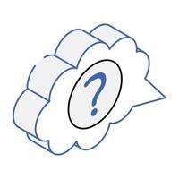 Trendy outline icon of a question inside thought bubble vector