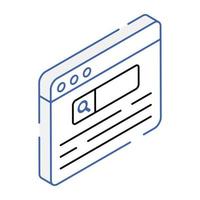 Trendy isometric icon of website search vector