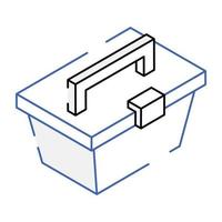 An outline isometric icon of cooler basket vector