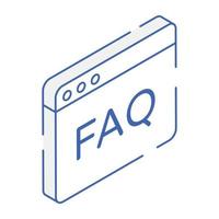 Outline icon of a faq vector