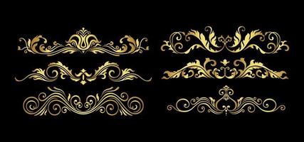 Gold decorative dividers vector