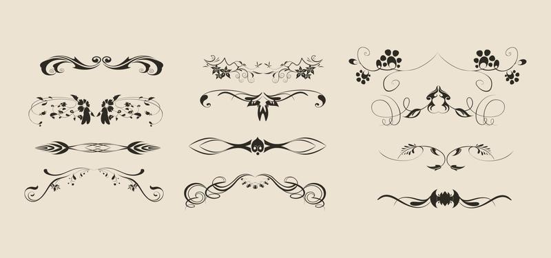 Calligraphic Design Elements, Dividers Vector