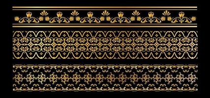 set of gold borders vector