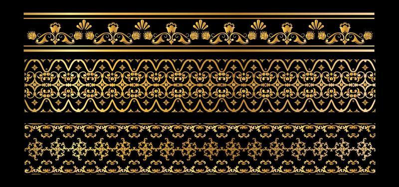 set of gold borders vector