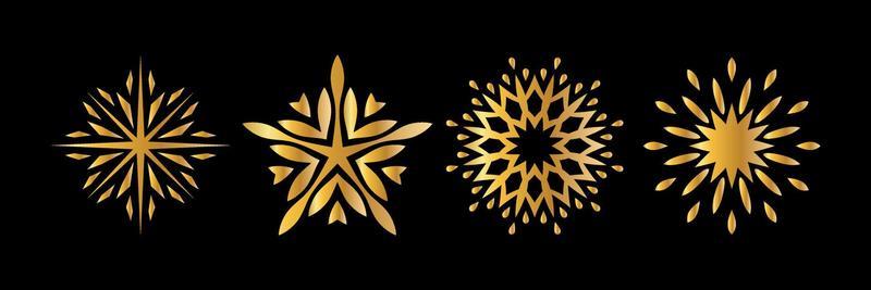 set of gold star vector