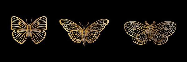 mariposas doradas vectoriales eps 10 vector