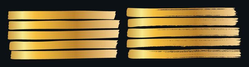 Golden paint strokes frames set vector