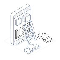 Trendy isometric icon of application building vector