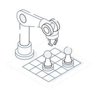 A well-designed isometric icon of robot chess vector