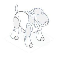 An editable isometric icon of robot dog vector