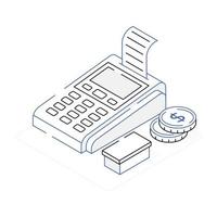 A trendy isometric icon of pos machine vector