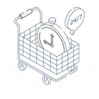 An icon of shopping trolley isometric design vector