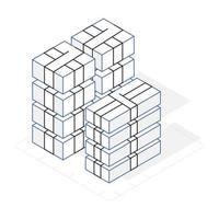 An isometric outline icon of delivery services vector