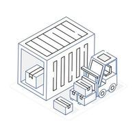 An isometric outline icon of delivery services vector