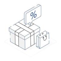 An isometric outline icon of delivery services vector