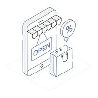 An icon of shop location and Shopping isometric design vector
