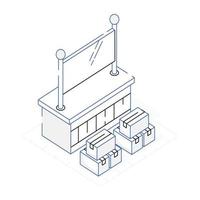 An isometric outline icon of delivery services vector