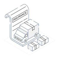 A trendy isometric icon of cargo insurance vector