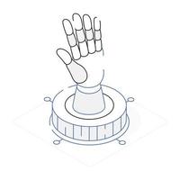 Customizable isometric icon of robotic hand vector