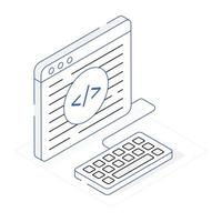 Check this isometric icon of website coding vector