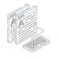 An isometric icon of website layout with scalability vector