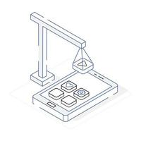 A well-designed icon of app building, isometric design vector