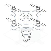 A modern isometric icon of drone camera vector