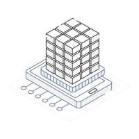 Modern isometric icon of ai building vector
