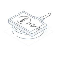 Wireless charging icon in isometric style vector