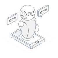 Outline isometric conceptual icon of auto chat