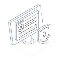 An isometric icon of website layout with scalability vector