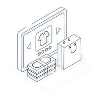 An icon of shop location and Shopping isometric design vector