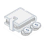 An icon of wallet isometric design vector